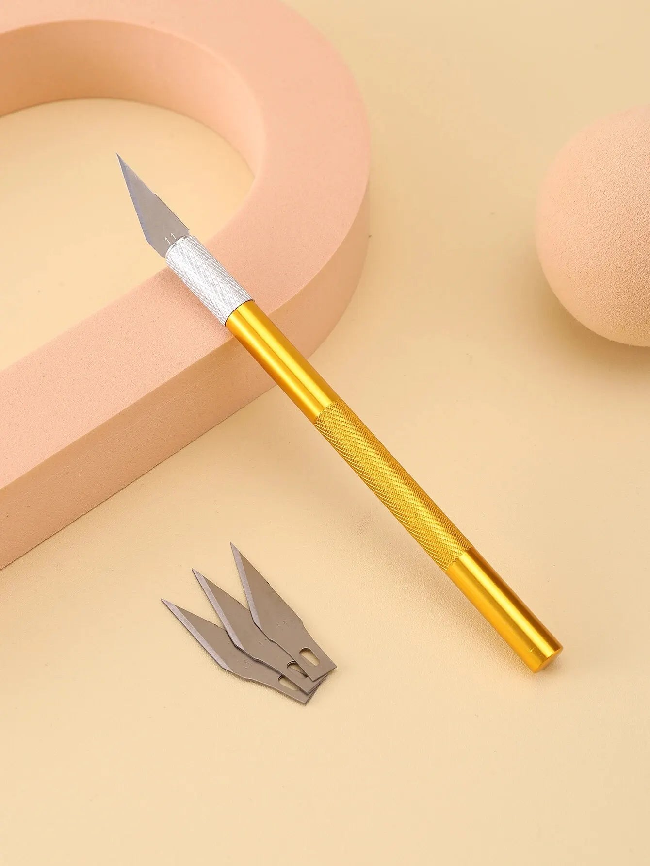 12 Piece Engraving Non-Slip Metal Scalpel Kit – Includes 1 Carving Knife and 11 Blades – Craft Hobby Tools in Gold/Silver, Aluminum