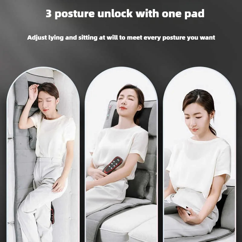 Electric Full Body Massage Mattress with Heating, Kneading & Vibration – Neck and Back Relaxation Pillow with Hand Control and Lumbar Airbag