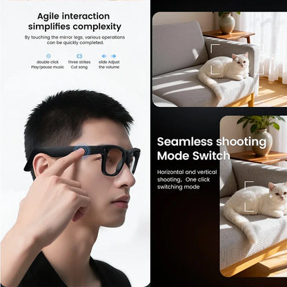 E02C AI Smart Glasses - 8MP HD Camera, 32GB Storage, AI Translation & Smart Recognition