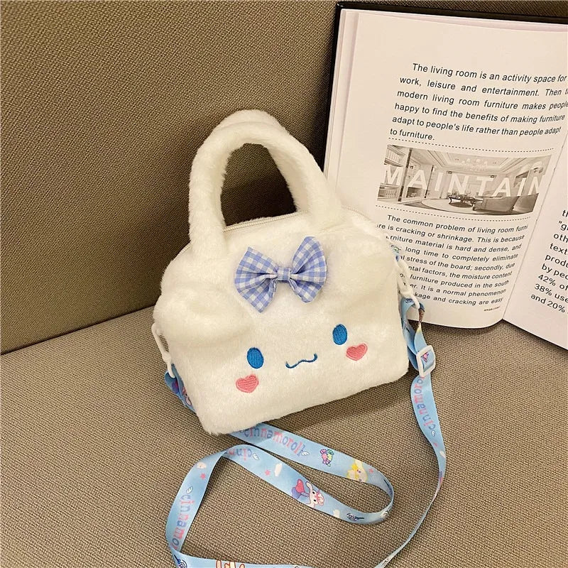 Sanrio Kawaii Plush Handbag – Kuromi, Cinnamoroll, My Melody Cartoon Anime Cosmetic & Travel Storage Bag for Women & Girls – Perfect Gift