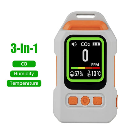 Yieryi 3-in-1 CO Gas Leak Detector - Portable Carbon Monoxide Alarm with Flashlight, Temperature & Humidity Meter for Indoor Use