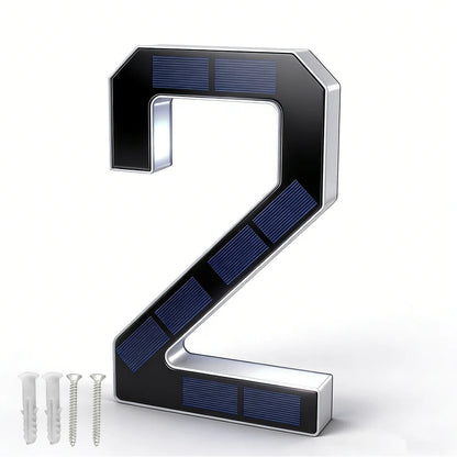 12CM Solar House Number Light - LED Outdoor Address Sign with Light Sensor for Home & Doorway