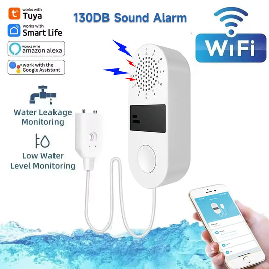 Tuya WiFi Water Leak Sensor - 130DB Smart Flood Detector with App Alerts for Home Security Protection