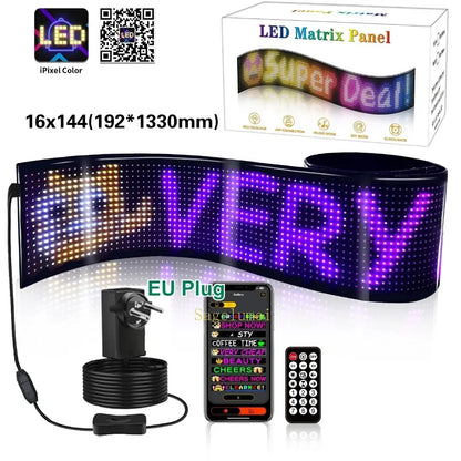 Double Row Programmable LED Matrix Display - App-Controlled Scrolling Text, Evil Eye Animation Sign for Cars, Trucks, and Parties
