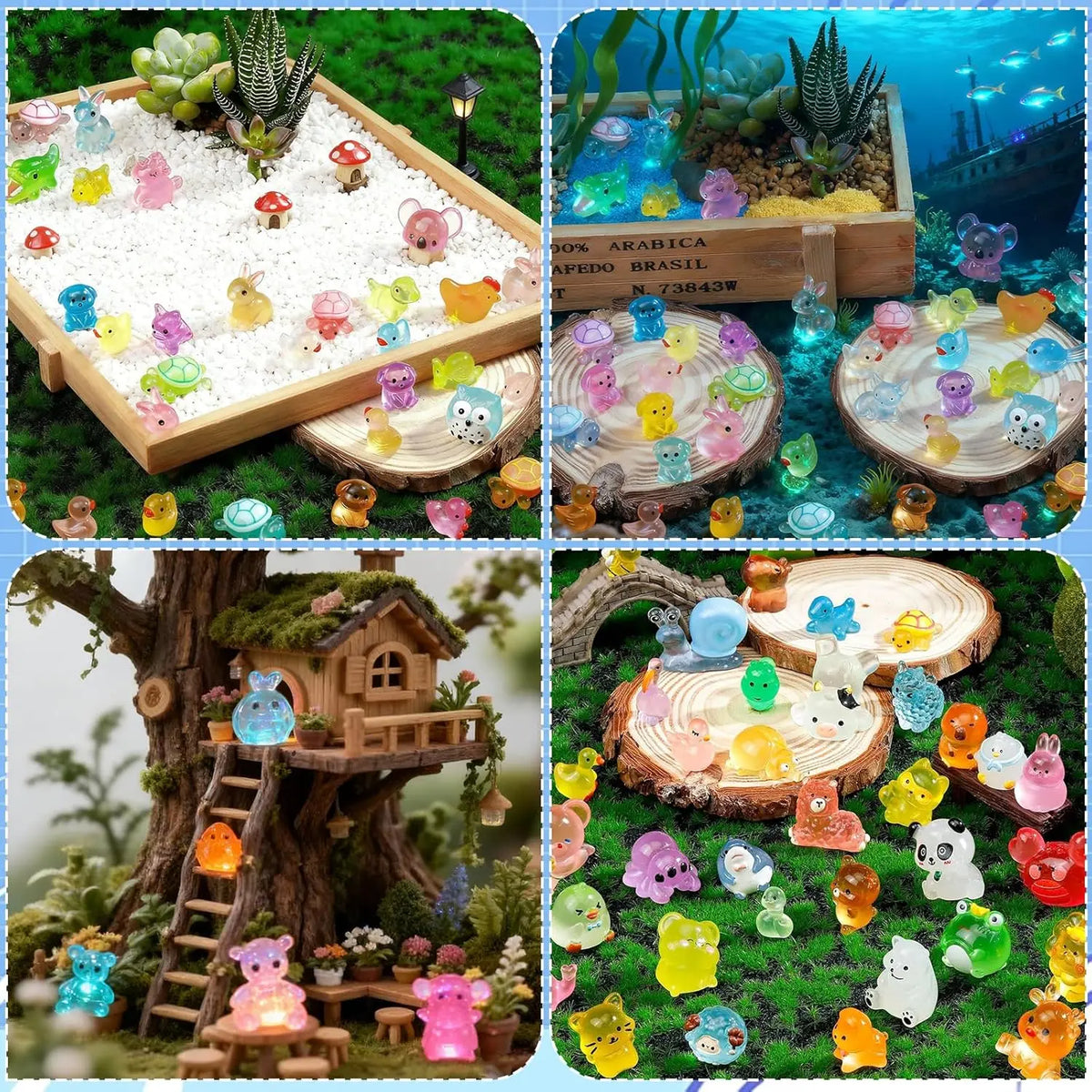60-Piece Mini Resin Animal Mystery Bag - Cute DIY Craft Charms for Fairy Gardens, Mini Landscapes, and Creative Decorations