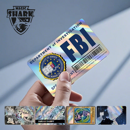 Magic Shark Evil FBI Holographic Laser Money & Card Sticker – Shiny Credit, Bank, Debit Film Cover