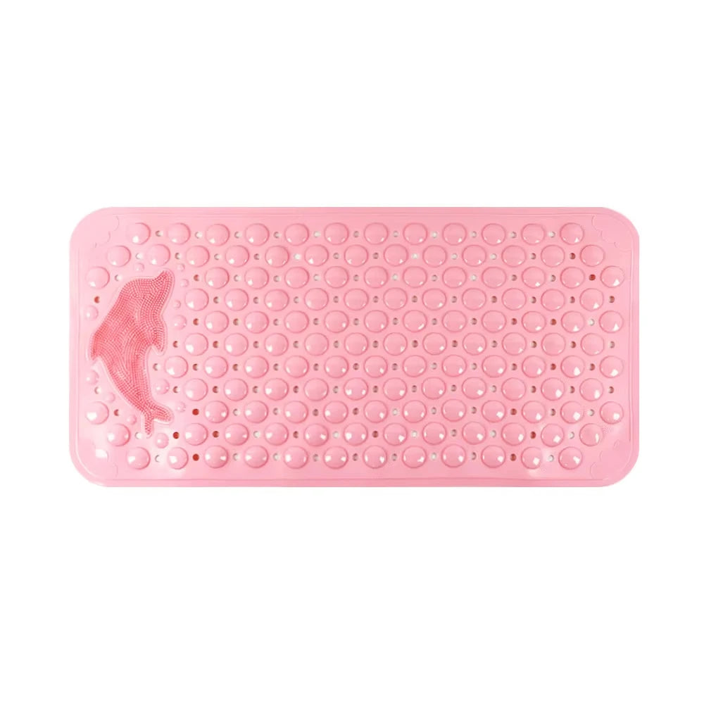 Dolphin Rectangular Non-Slip Bath Mat – 35x70cm PVC Anti-Skid Bathroom & Bathtub Foot Rug