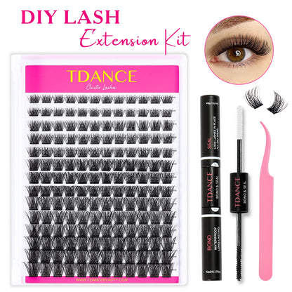 TDANCE 280PCS DIY Lash Extension Kit – Mix Clusters (30D/40D) with Bond, Seal & Remover for At-Home Application