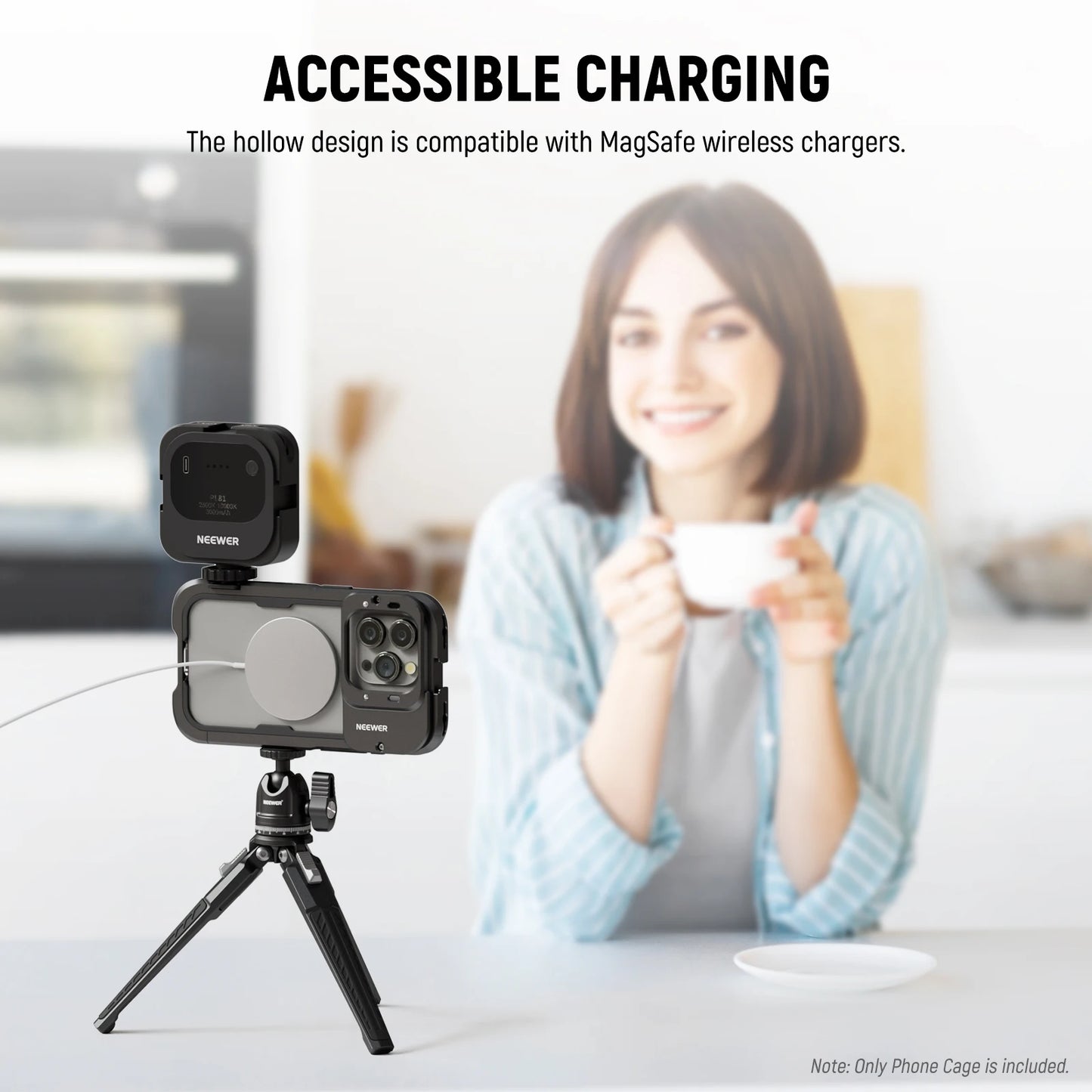 NEEWER Phone Cage Video Rig — Dual Handles Stabilizer for iPhone 15 Pro / Pro Max | Smartphone Video Recording Rig