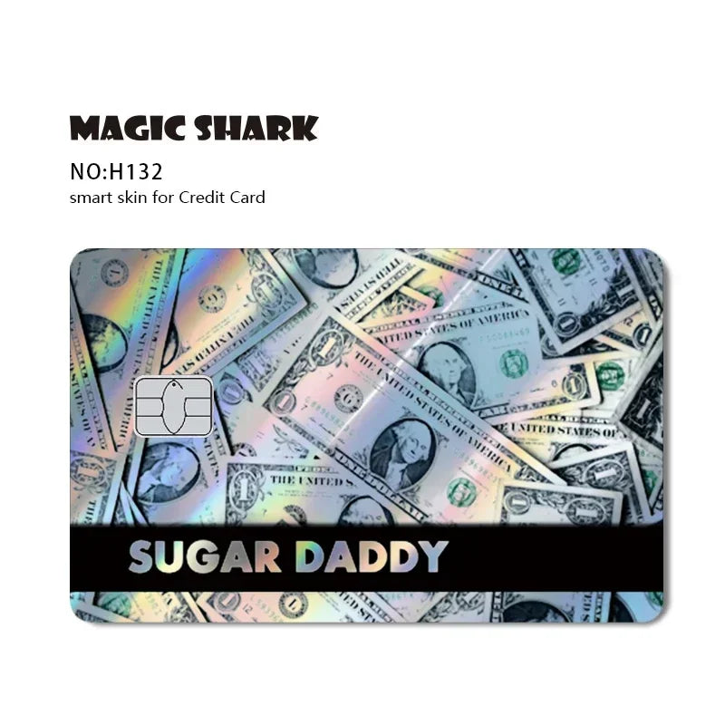 Magic Shark Holographic Laser Skin - Evil FBI Money Credit Bank Card Sticker Cover No Fade Protective Film