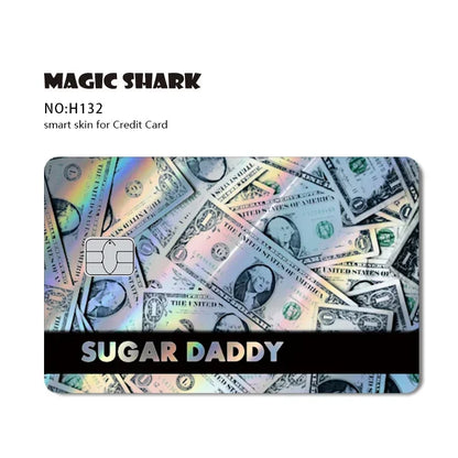 Magic Shark Holographic Laser Skin - Evil FBI Money Credit Bank Card Sticker Cover No Fade Protective Film