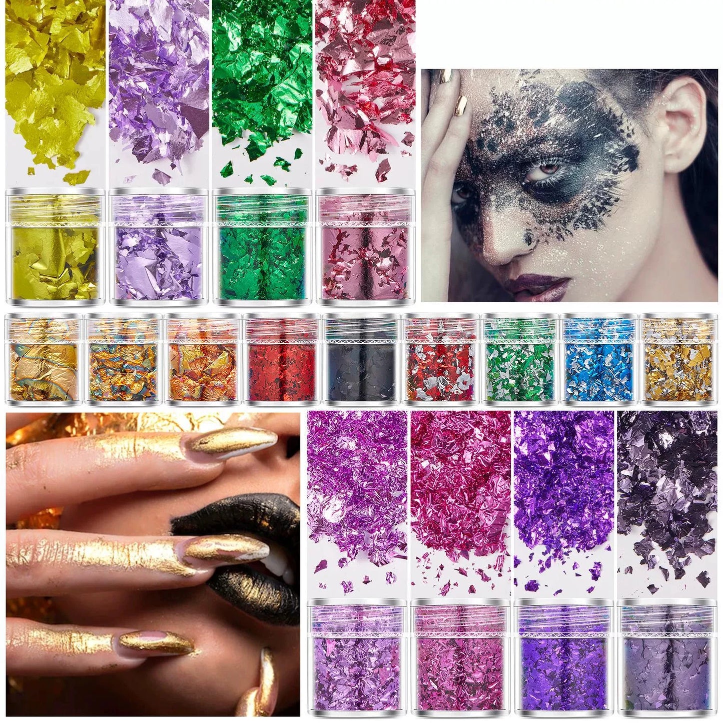 4 Bottles Gold Foil Flakes - Epoxy Resin Craft, Jewelry Making & Nail Art Decoration Supplies