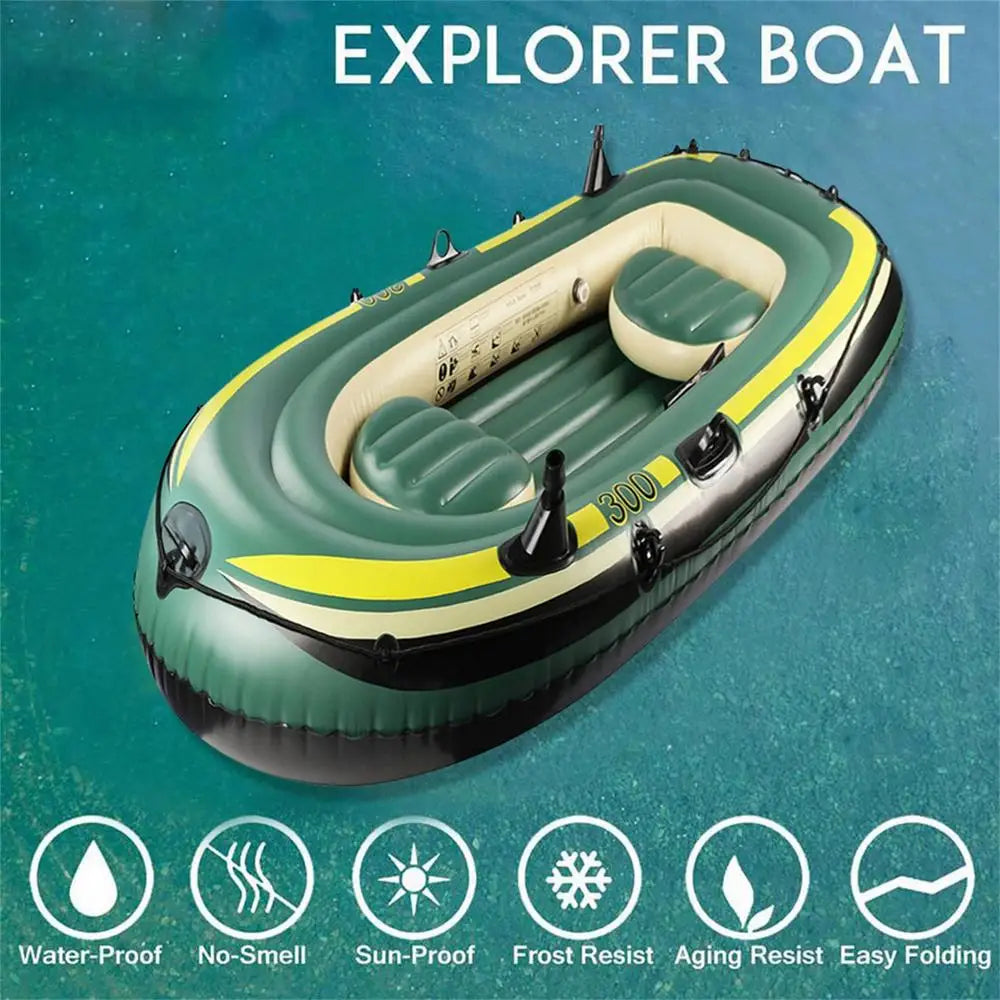 2/3 Person Heavy-Duty Inflatable Boat – Fishing Air Kayak Canoe for Drifting & Rafting (No Oars & Foot Pump)