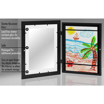 Wooden Flap Art Frames – Magnetic A4 Photo Frame for DIY Paintings, Children's Exhibition, and Home Decoration Storage Rack