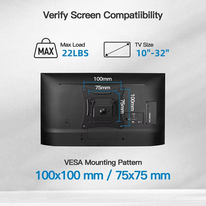Full Motion TV Wall Mount – Swivel, Tilt & Extend Bracket for 10–32in Flat & Curved TVs