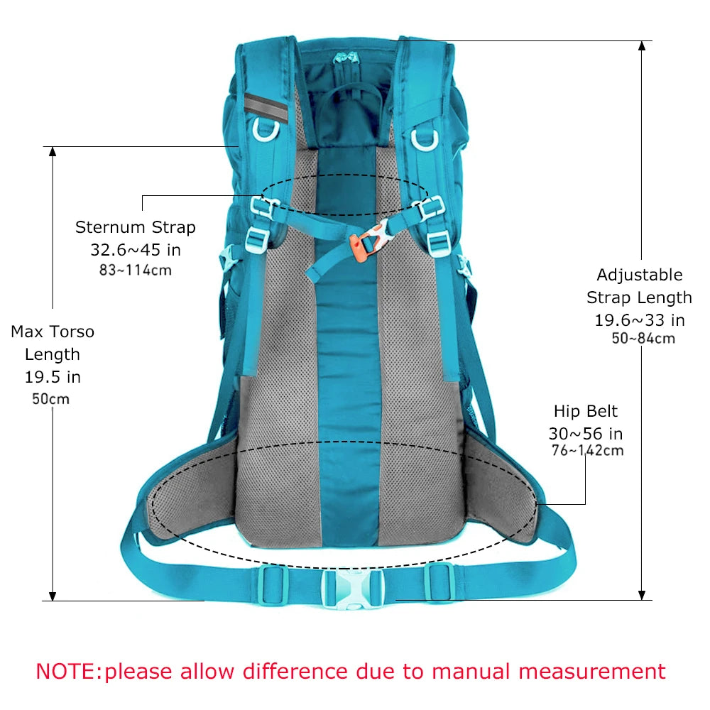 WESTTUNE 50L Hiking Backpack - Multifunctional Mountaineering Bag with Rain Cover for Travel, Trekking, and Camping