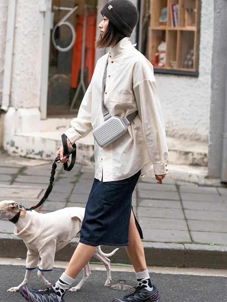 2025 RMWA Light Luxury Single-Shoulder Crossbody Bag — Vertical Aluminum-Magnesium Alloy Travel Bag, Silver Stylish Luggage