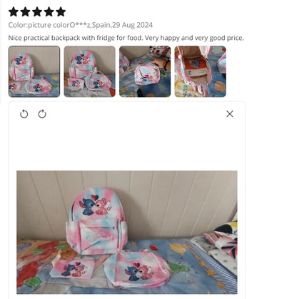 3Pcs Lilo & Stitch School Backpack Set – Colorful Cartoon Bookbag with Lunch Bag for Kids & Teens