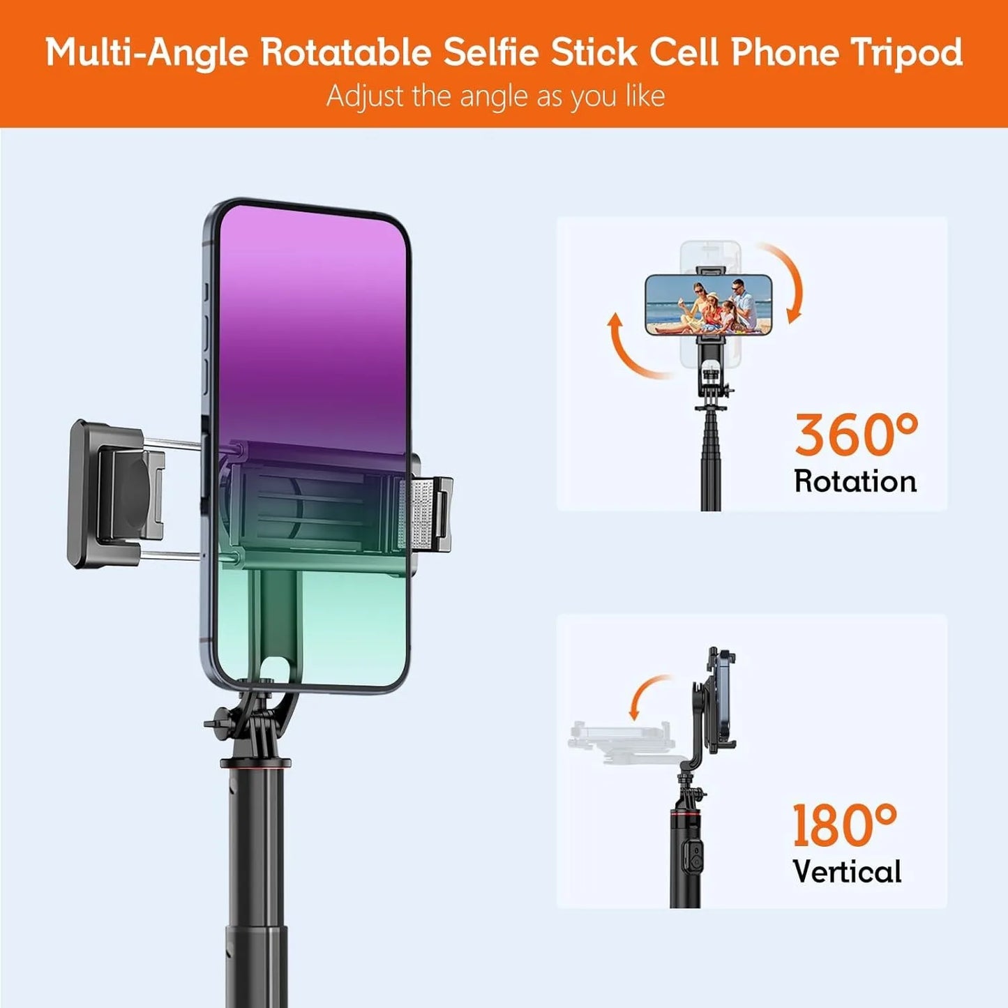 130cm Selfie Stick Tripod – Portable Retractable Smartphone Tripod Stand with Wireless Remote Control