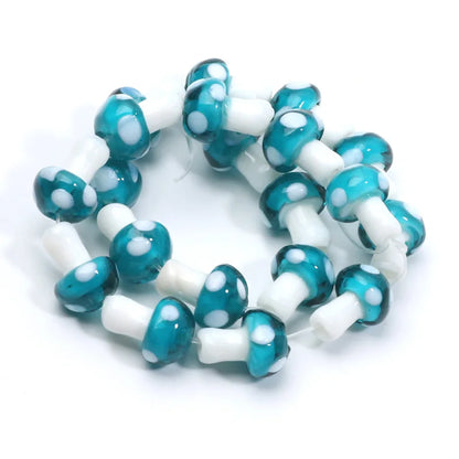 20pcs Lampwork Glass Mushroom Beads - Colorful Loose Beads for DIY Jewelry Making, Handmade Crafts & Accessories