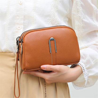 Luxury Genuine Leather Women's Crossbody Bag – Solid Color Shoulder Bag, Clutch & Messenger Purse