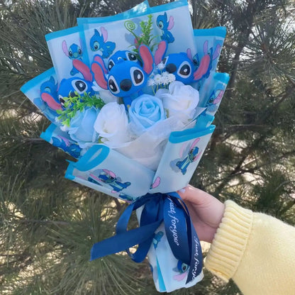 Cartoon Stitch Vinyl Doll — Creative Bouquet Action Figure Gift for Girls, Christmas & Birthday
