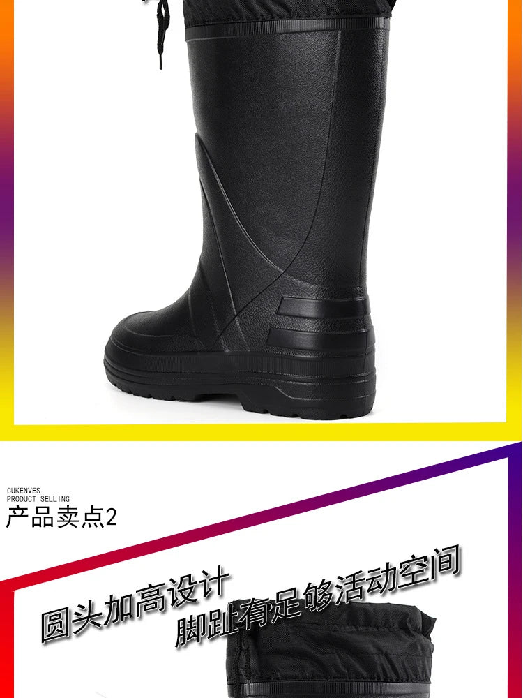 2025 Men’s High-Quality EVA Rain Boots – Non-Slip, Waterproof Winter Snow & Work Shoes with Platform