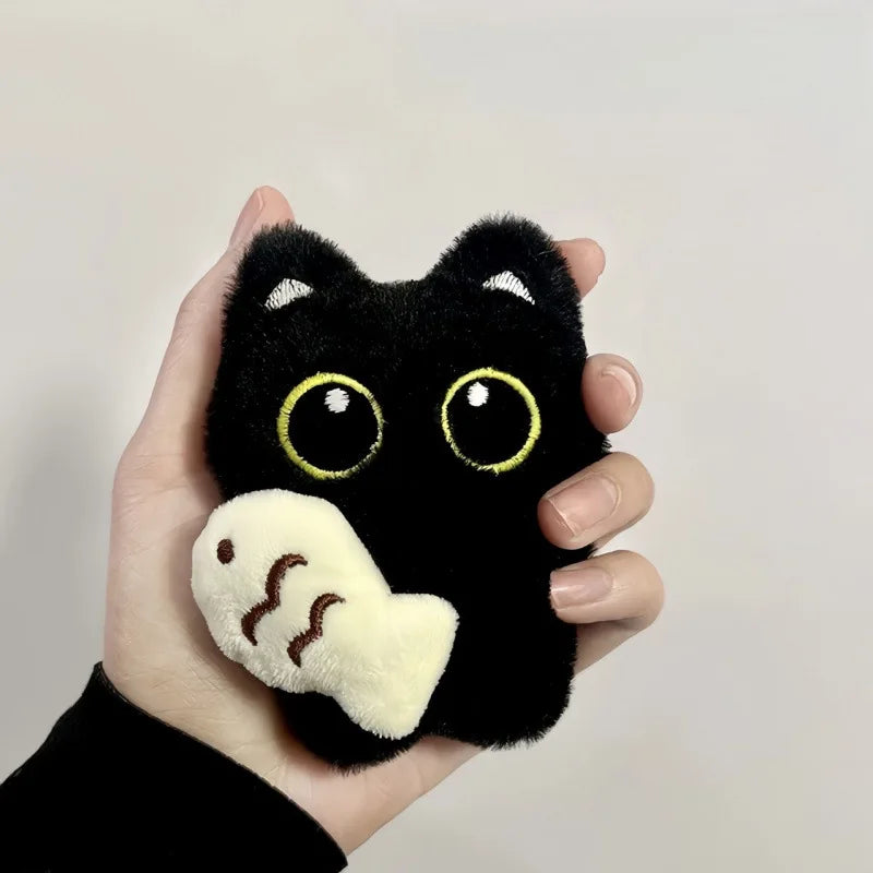 Plush Black Cat Keychain Set - Cute Kawaii Doll Bag Pendant Charms & Car Keyring Accessories Gift