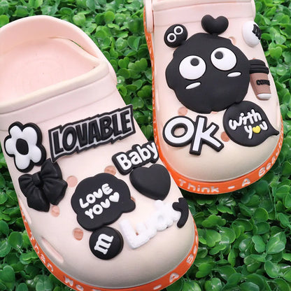 Single PVC Shoe Charm – Kawaii Black Coffee Heart Garden Button for Shoes & Wristbands