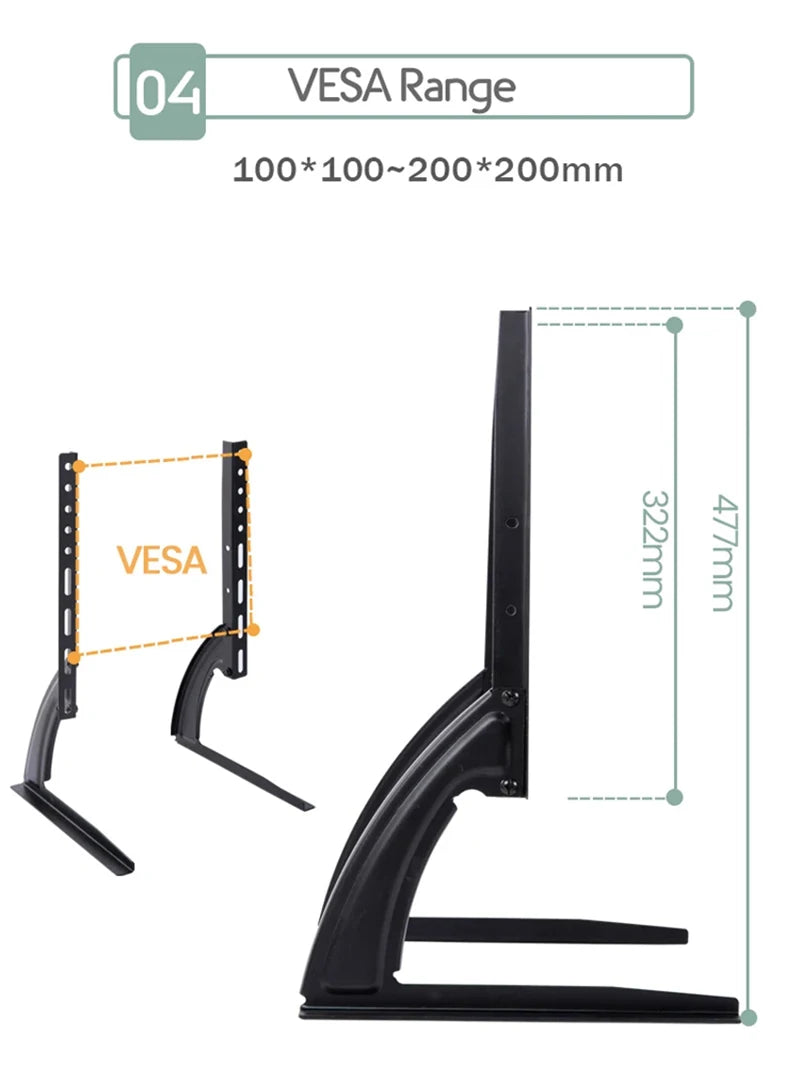 BEISHI Universal TV Stand for 14-42 Inch LCD/LED/OLED Flat & Curved Screens – Tabletop Pedestal Mount Bracket