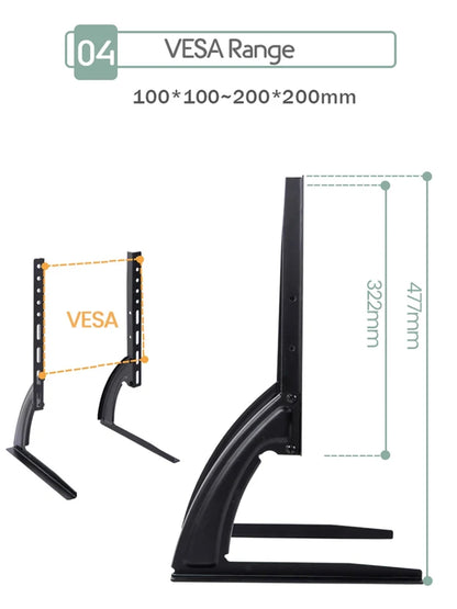 BEISHI Universal Table Top TV Stand for 14-42 Inch LCD/LED/OLED TVs - Pedestal Feet for Flat & Curved Screens