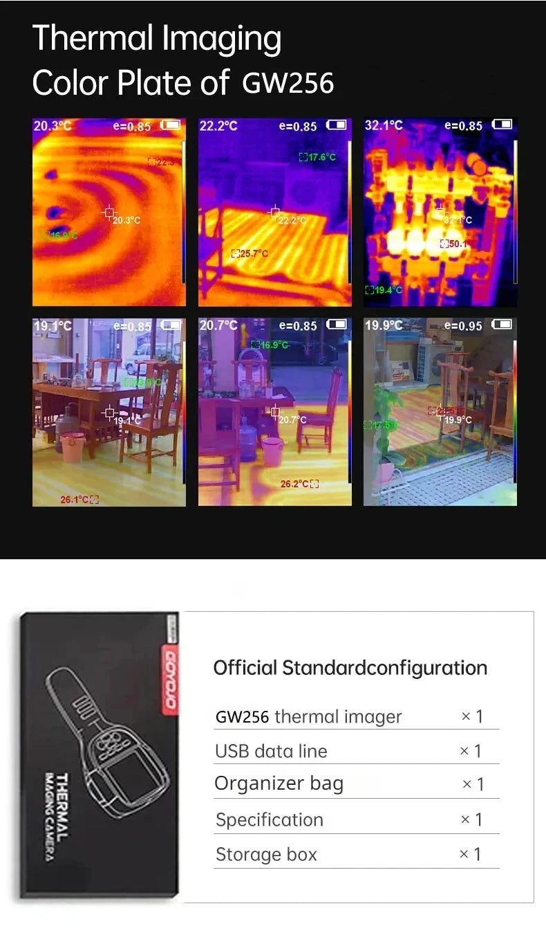 GW256 2024 Thermal Imaging Camera – Handheld Infrared Imager for Water Pipe Leaks & Electrical Power, 256x192 Resolution