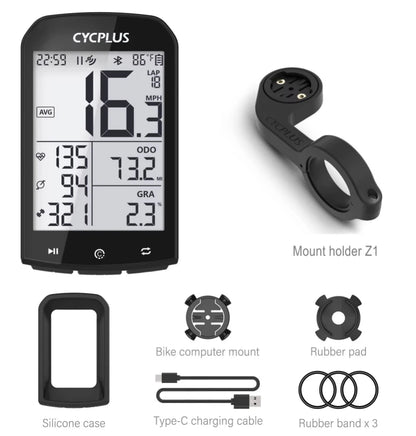 CYCPLUS M1 GPS Bicycle Computer - Bluetooth 5.0 & ANT+ Cycling Speedometer | Speed Meter Compatible with Garmin Zwift | Bike Accessories