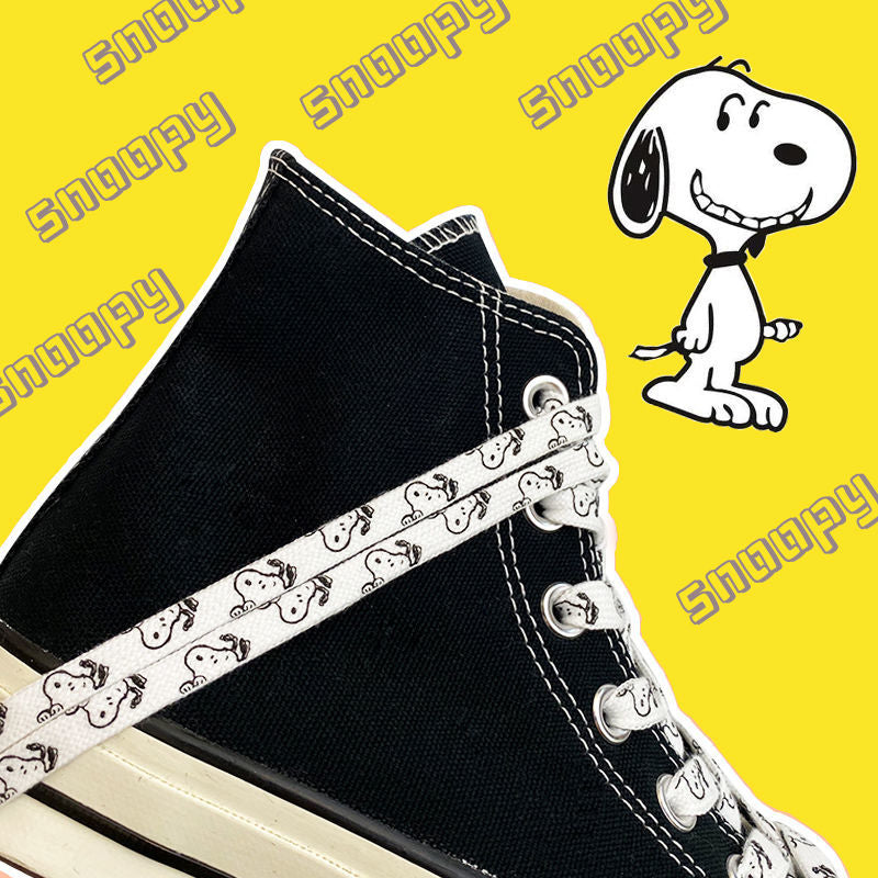 Snoopy Thick Flat Shoelaces – Non-Elastic Athletic & Casual Sneaker Accessories