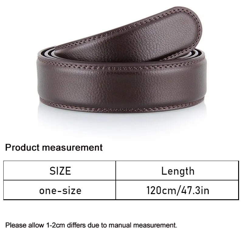 Men's Ratchet Leather Belt – Adjustable Strap with Free Buckle Replacement for Cowboy Style
