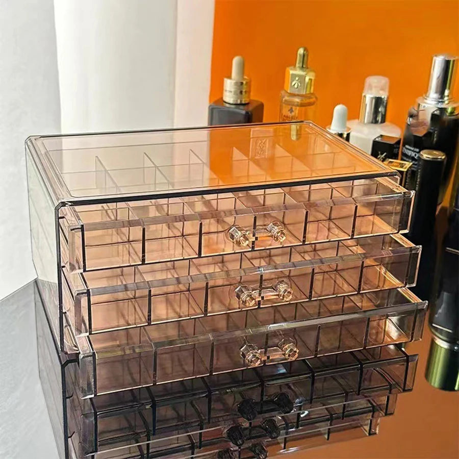 Jewelry Storage Box – Transparent PS, Available in Brown, Gray, Pink Colors