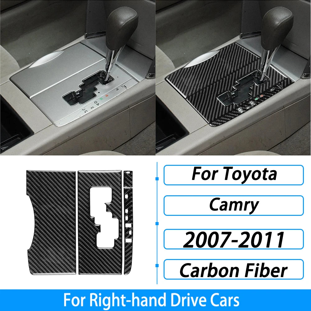 Toyota Camry 2007–2011 Carbon Fiber Interior Trim Set - Center Console, Gear Shift & Air Vent Decorative Covers