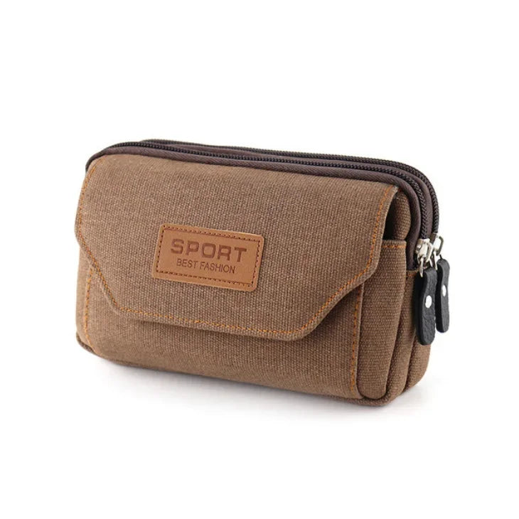 6.5" Men’s Canvas Waist Pack – Soft Pouch Belt Bag for Running, Travel & Camping