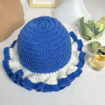 Handmade Crochet Conical Bucket Hat – Ruffled Brim Fisherman Hat for Women, Stylish Sun Protection Cap