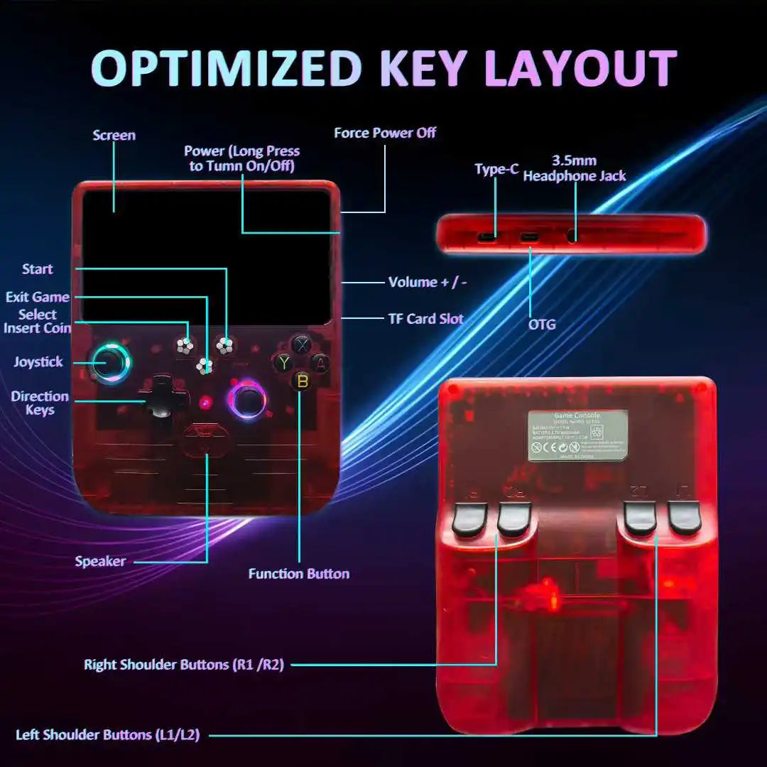 FLLBW R60 Max Retro Game Console - 6" IPS Handheld with 128GB Storage, 22,000 Games & Linux System