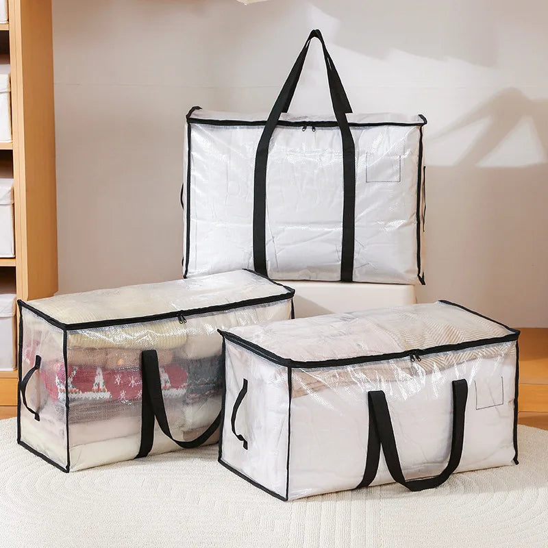 Transparent Waterproof Storage Bag – Large Capacity Quilt & Clothing Organizer for Moving, Dustproof & Moisture-Proof Storage Bag