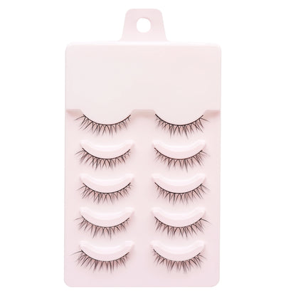 5 Pairs Manga Style Cosplay False Eyelashes – Soft Natural Short Mink Strip Lashes with Clear Band