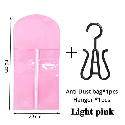 Wig Storage Bag with Hanger - Plastic Hanging Organizer for Virgin Hair, Black Wigs & Multiple Hair Extensions