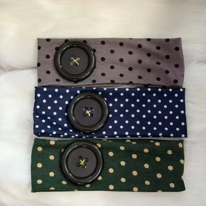 Y2K Vintage Polka Dot Headband - Trendy Button Hairband for Women, Cute Casual, Sports, and Yoga Accessories