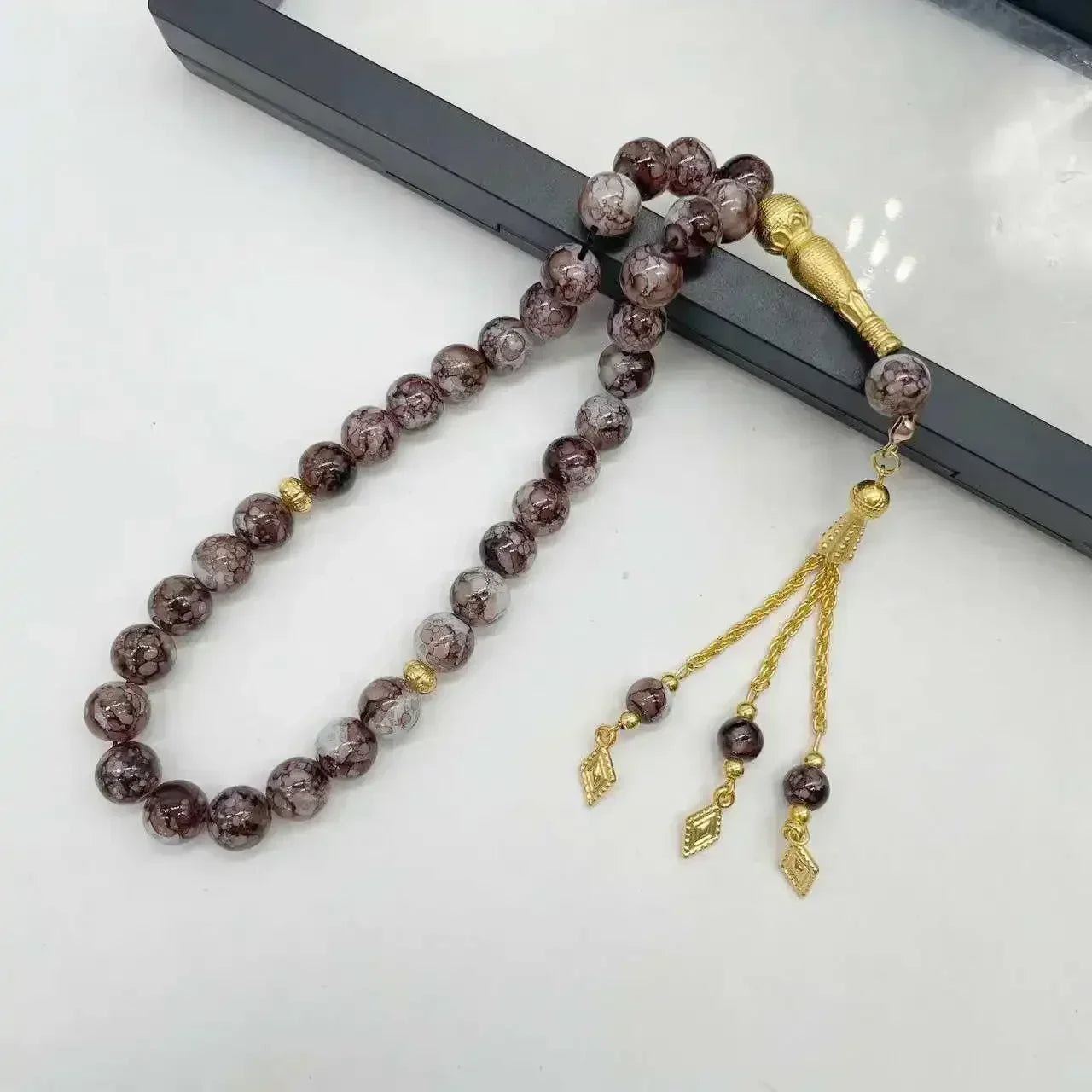 10mm 33pcs Glass Tassel Islamic Rosary Bracelet – Turkish Muslim Tasbih Prayer Beads Jewelry for Women Allah Mohammed Spiritual Gift