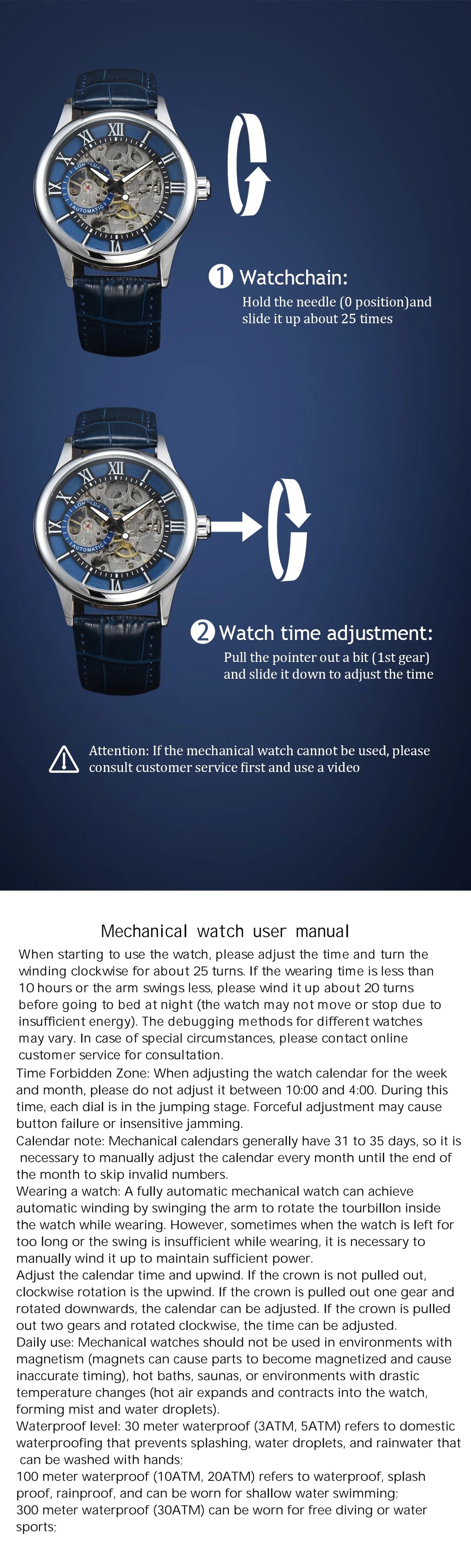 LONGLUX Rome Automatic Mechanical Waterproof Men’s Watch – Hollow Dial Leather Wristwatch Gift