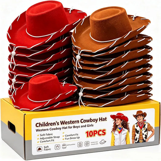 Kids Cowboy Western Hat & Bandana Set – Toddler & Child Costume Accessories for Birthday Parties & Halloween