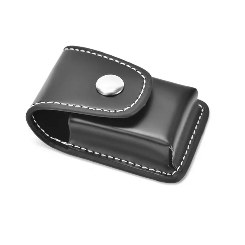 High Leather Cover Men's Box Holder – Windproof Zip Cigarette Lighter with Gift Bag, Small Box Case for Super Match
