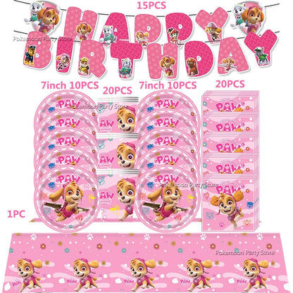 Paw Patrol Kids Birthday Party Supplies Set – Cups, Plates, Napkins, Gift Bags & Cake Toppers Decorations Kit
