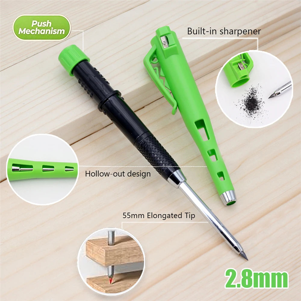 2.8mm Professional Carpenter Pencil Set - Deep-Hole Woodworking & Architectural Marking Tool